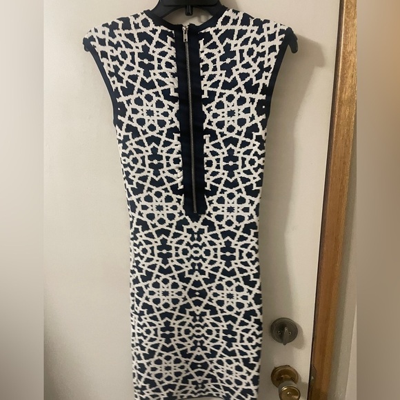 Torn by Ronny Kobo (Small) Black & White Patterned Body-con Sweater Mini Dress - Picture 7 of 13